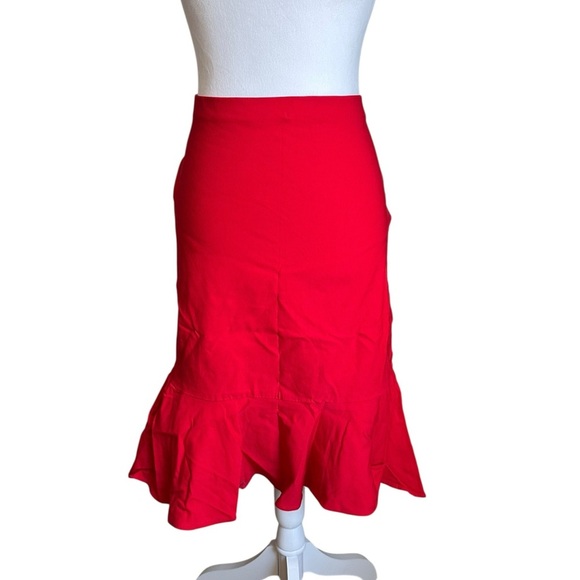 Alex & Olivia Elegant Red Ruffle Hem Elastic Waistband Skirt Size L - Picture 1 of 17